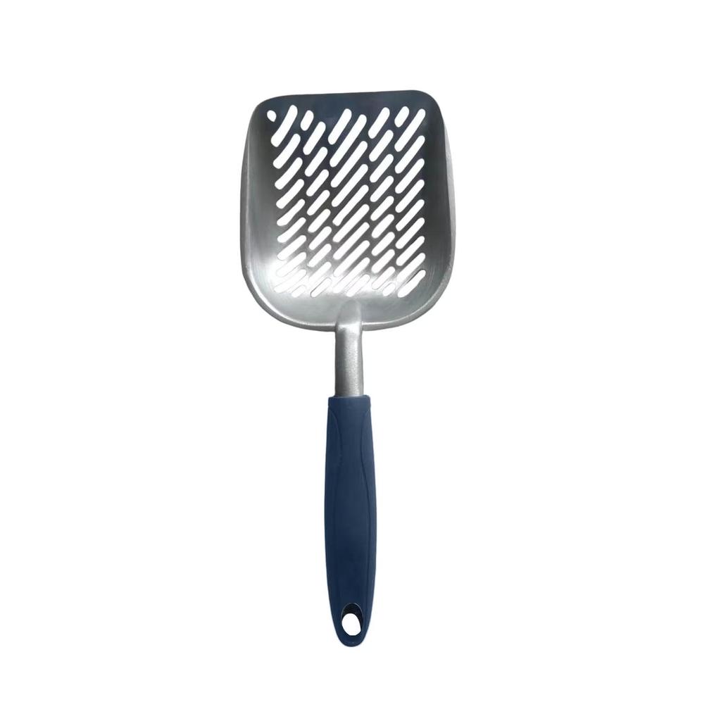 Cat Litter Scoop, Aluminum Alloy Sifter, Kitty Metal Scooper, Deep Shovel with Diagonal Sifting Hole, Long Handle, Kitten Poop Lifter for Litter Box
