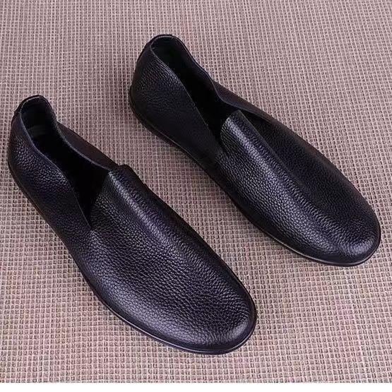 New Men's Breathable Leather Slip-On Loafers – Soft Sole, Casual, Summer Driving Shoes
