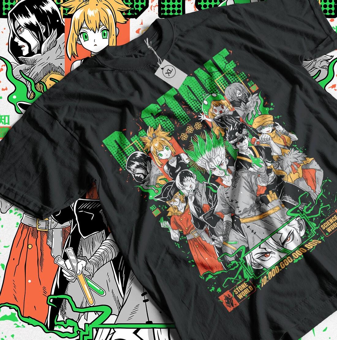 

Dr.Stone Senku Ishigami T-shirt Anime Manga Taiju Oki Ryusui Gift Shirt All Size 4XL