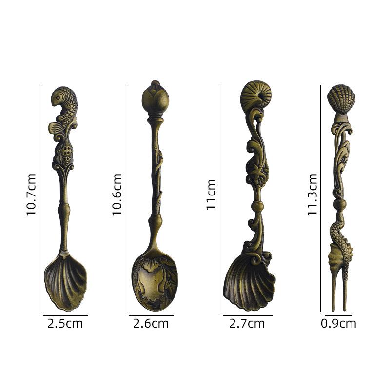 

Zinc Alloy Small Spoon Set Durable Metal Material Compact Design for Kitchen Use and Precise Measuring Tasks One Size бронзовый