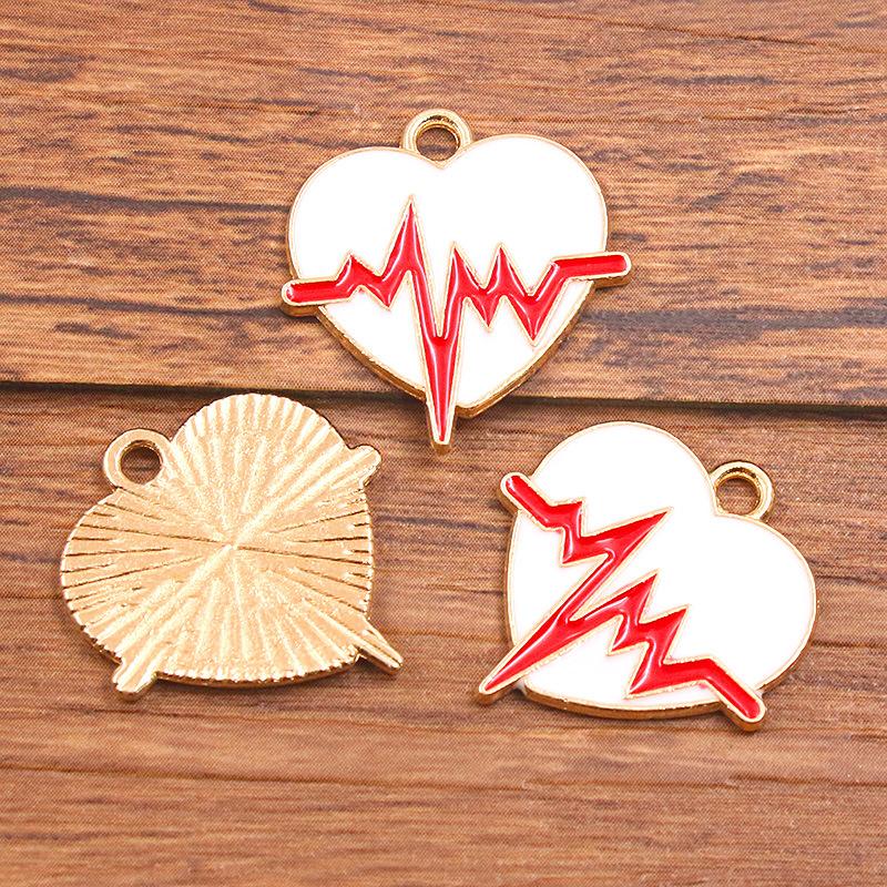 10Pcs 20X21mm Love Charm ECG Pendant Pendant 10pcs
