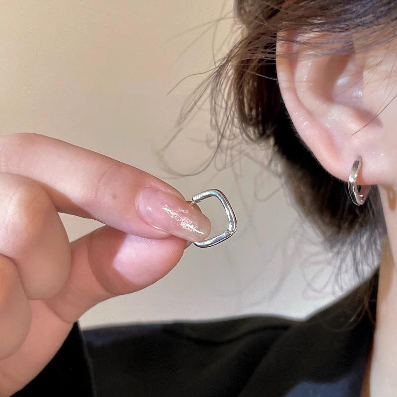 Square Zirconia Vein Earrings Women's Light Luxury Temperament Double Ear Holes Design Fashion Versatile Ear Buckle Jewelry