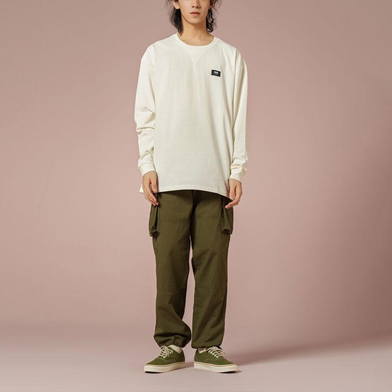 Vans Back Logo Print Loose Round Neck Pullover Long Sleeve T-Shirt Unisex Tops Off-White VN00092PFS8