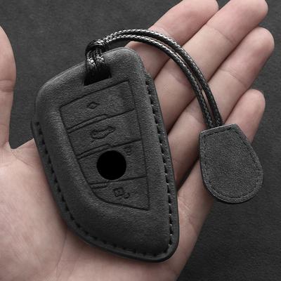 Leather Car Key Case For BMW X1 X3 X5 X6 X7 F20 F15 F16 F48 G20 G30 G01 G02 G05 G11 G32 1 3 7 Series Keychain Suede Accessories