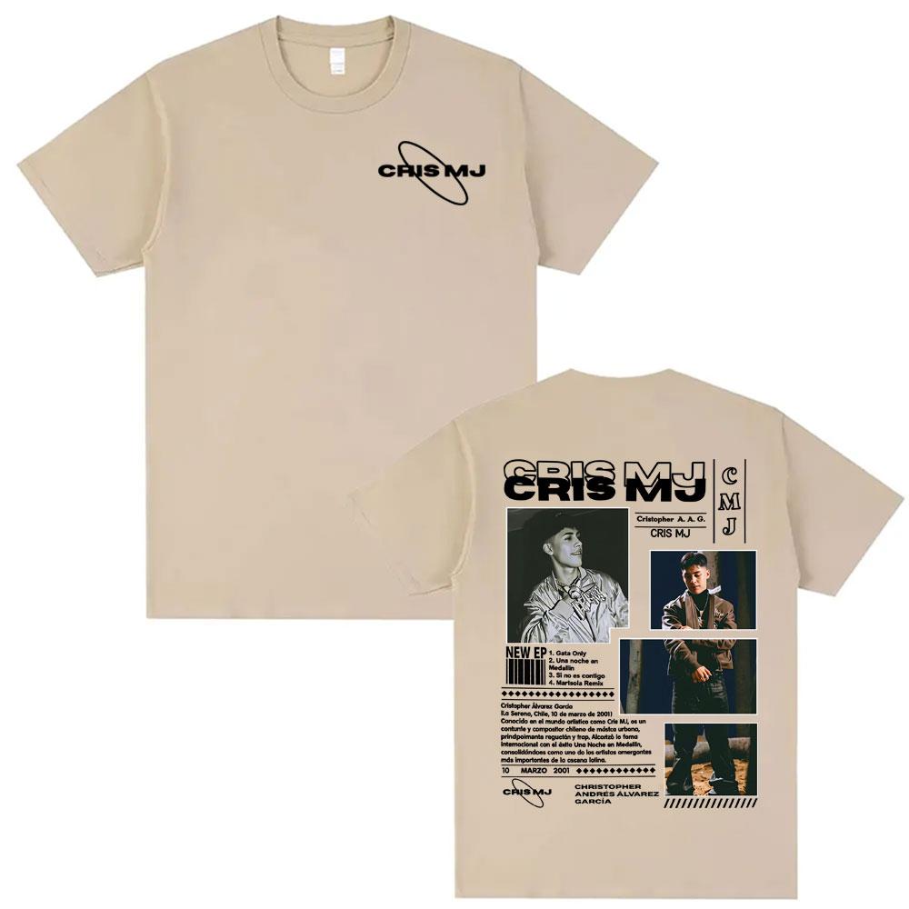 Rap Singer Cris MJ Album Tour Pattern Tshirt 2026 Summer New Men Clothing Harajuku High Street Y2K Tshirt Mens Cotton Tshirt