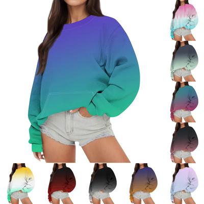 Women's Casual Fashion Print Round Neck Loose Long Sleeve Sweatshirt Top