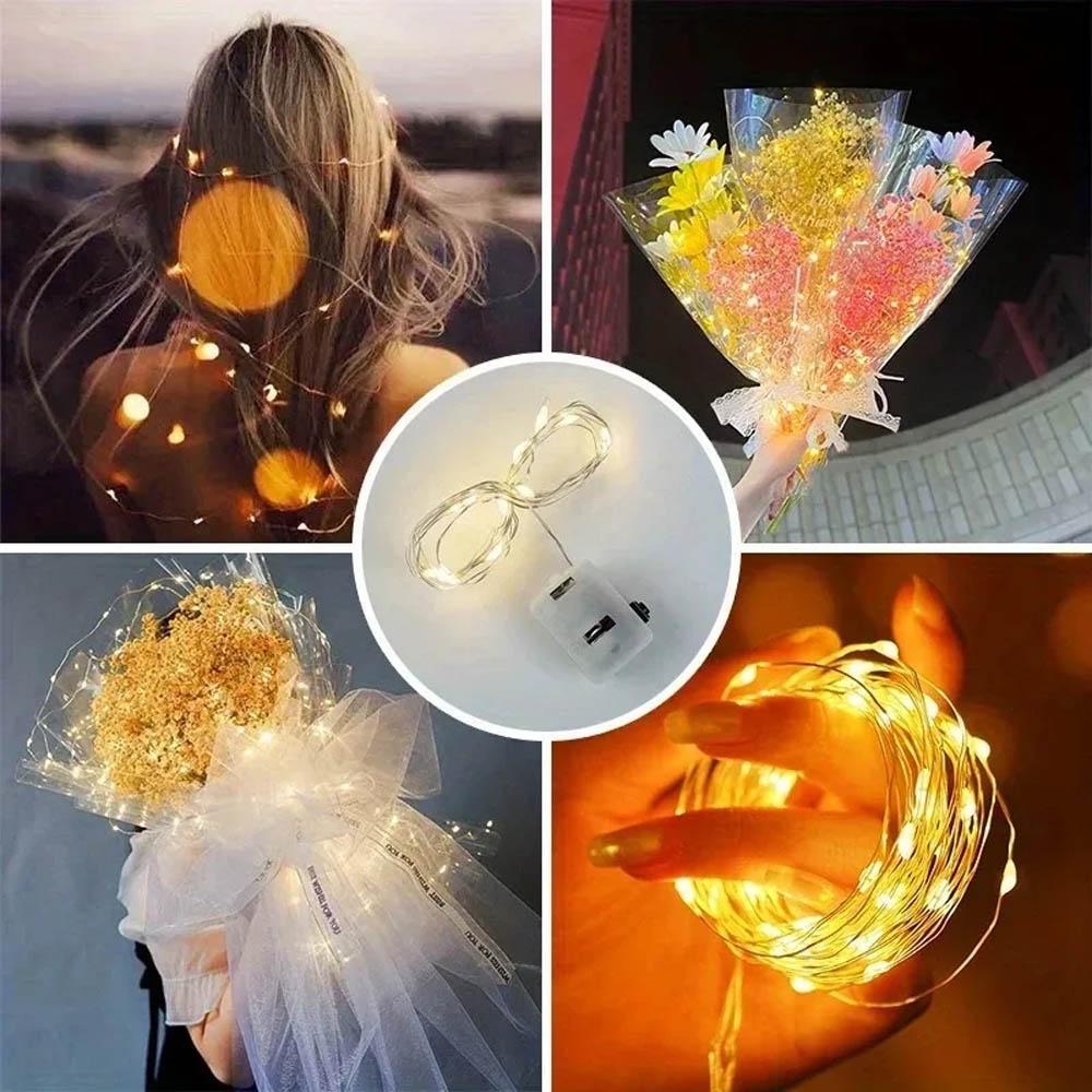 10PCS 1M/39.37 INCHLED String Light Battery Operated Copper Wire Fairy Lights Festive Decoration With Flashing Modes Home Decor