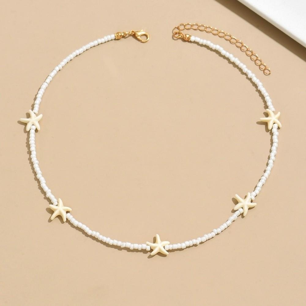 Elegant Tassel Starfish Shells Necklace Metal Clavicle Chain Exquisite Charm Choker