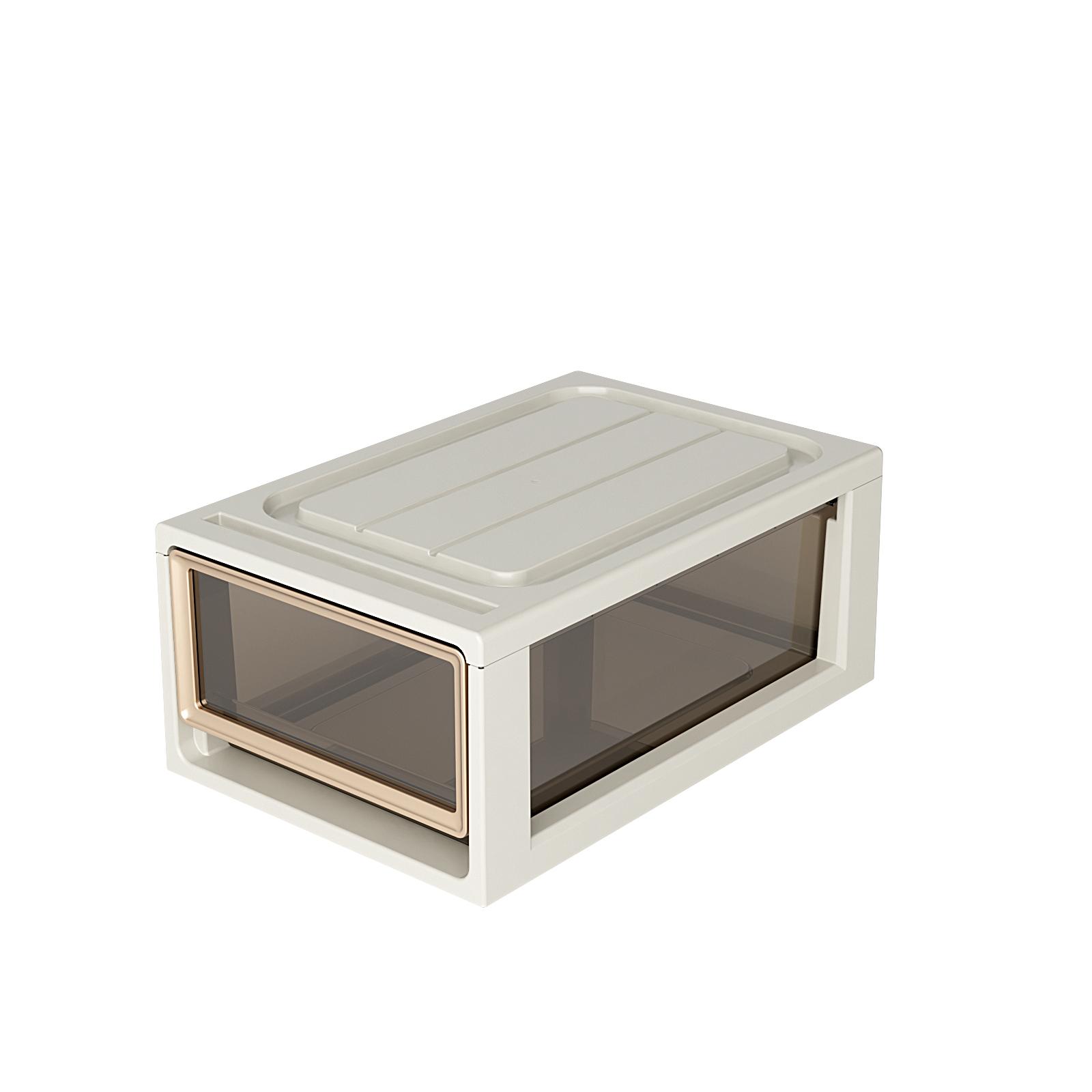 

1 шт. Ящик для хранения выдвижного типа, комбинируемый ящик для хранения одежды, обуви, косметики, ювелирных изделий, нижнего белья и одежды 5L-27.5x18.5x10cm коричневый