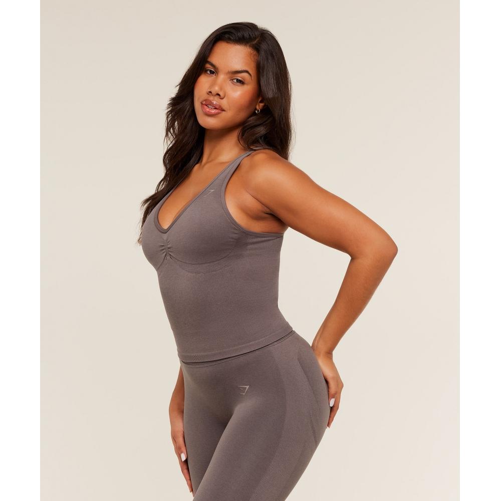 Gymshark Lift Seamless Tank With Shelf Cool Brown B6b8q Nbzg