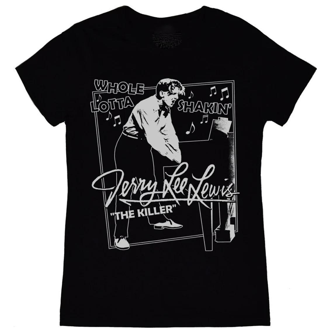 Vintage Jerry Lee Lewis Star Cotton Black All Size Men Women Shirt S разноцветный