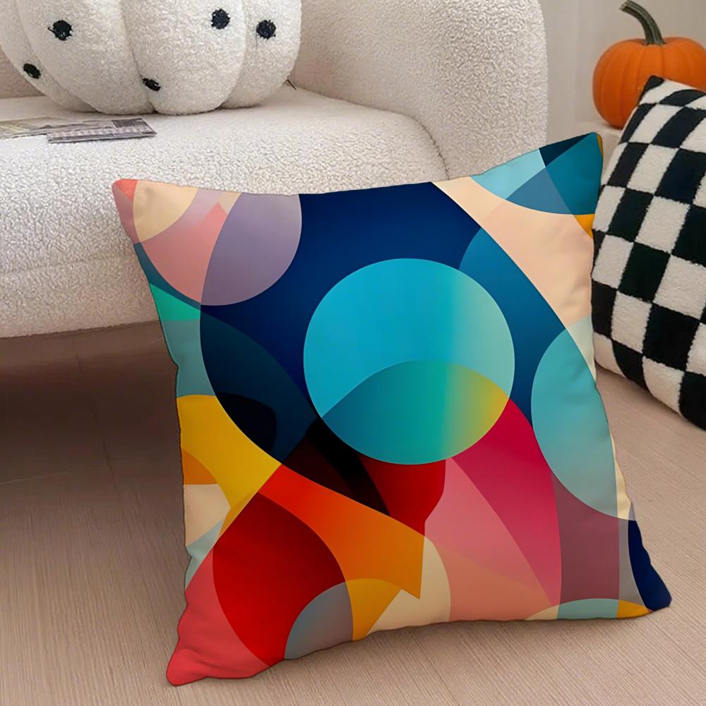 Abstract Color Blocks Pillow Minimalist Art Cushion Cover Throw Pillow Cover Hidden Button Durable Polyester Chair Cushion
