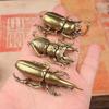 Retro Brass Beetles Figurines Unicorn Beetle Ornament Simulation Insect Tea Pets Desk Decorations Collectibles Gifts Decor