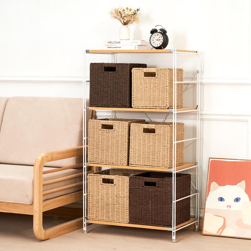 Foldable Large Capacity Imitation Wicker Rattan Storage Basket & Toy Organizer