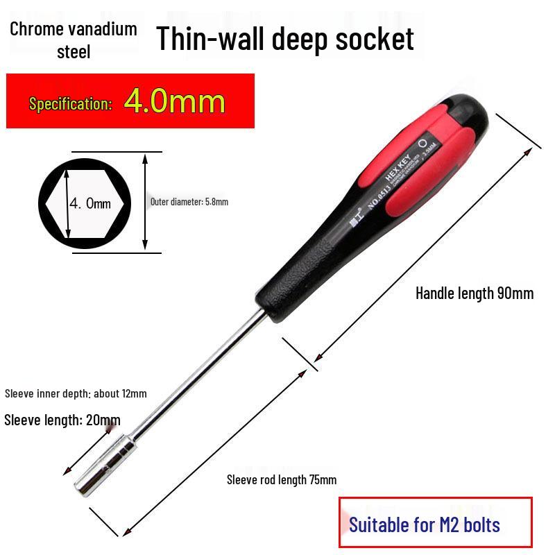 Penggong Extended Thin-Walled Hex Socket Screwdriver Set, 5.5mm External Hex Small Socket Wrench