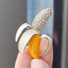 Korean Style Rhinestone Banana Brooch: Cute Lapel Pin & Bag Pendant