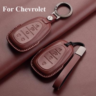 Leather Car Remote Key Case Cover Shell For Chevrolet - Chevy Malibu Camaro Cruze Traverse Sonic Volt Bolt Equinox