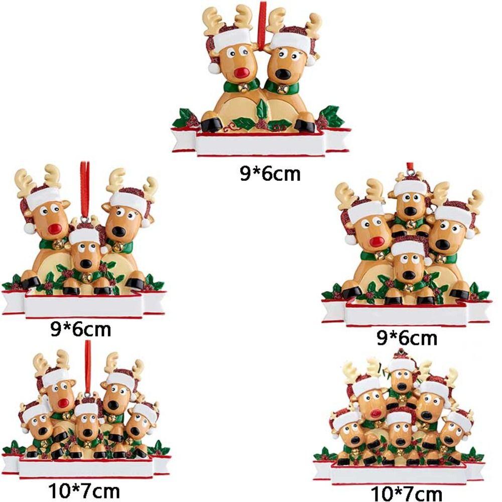 Resin Reindeer Family Pendant Elk Family Christmas Decoration Elk Hanging Ornament  DIY