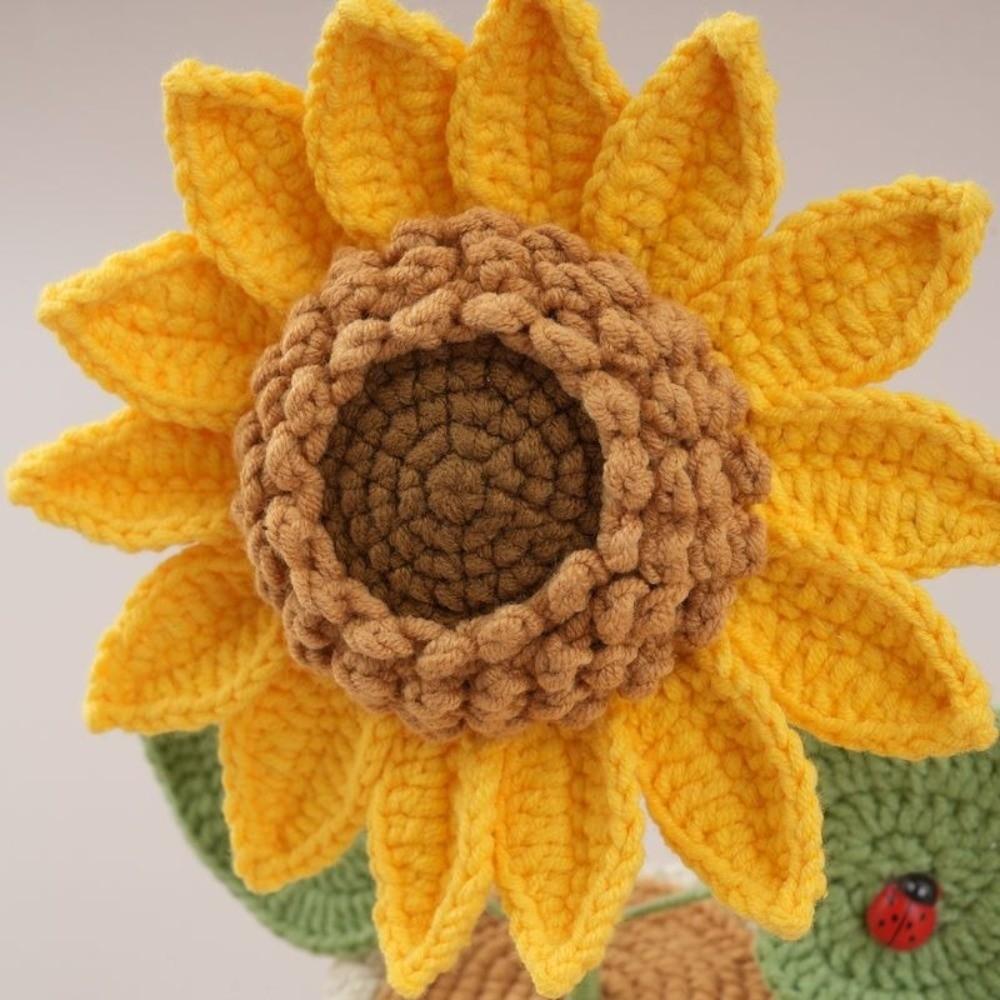 Room Decor Knitted Flower Friend's Gift Artificial Sunflower Pot Crochet Sunflower Potted Home