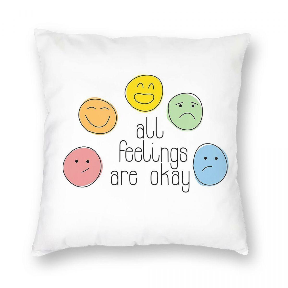 All Feelings Are Okay Health Pillowcase Polyester Linen Velvet Creative Zip Decorative Throw Pillow Case Home Cushion Case 30x30cm