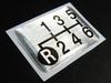 Tuningfan Shift Pattern Lower Left for Manual Transmission Emblem, R, 6-Speed Vehicles, SPE-A603