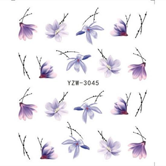 1pc 3D Nail Stickers Spring Summer Natural Flower Leaves Simulation Dried Flower Dragonfly Nail Applique Water Slides Decoration