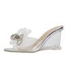 2024 Summer Fashion High-heeled Slippers Female Transparent Belt Bow Slope Heels Wear Fairy Wind Cool Slippers