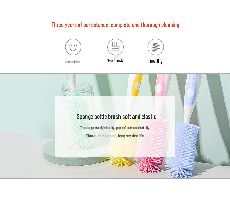 Multifunctional Silicone Bottle and Cup Cleaning Brush with Long Handle