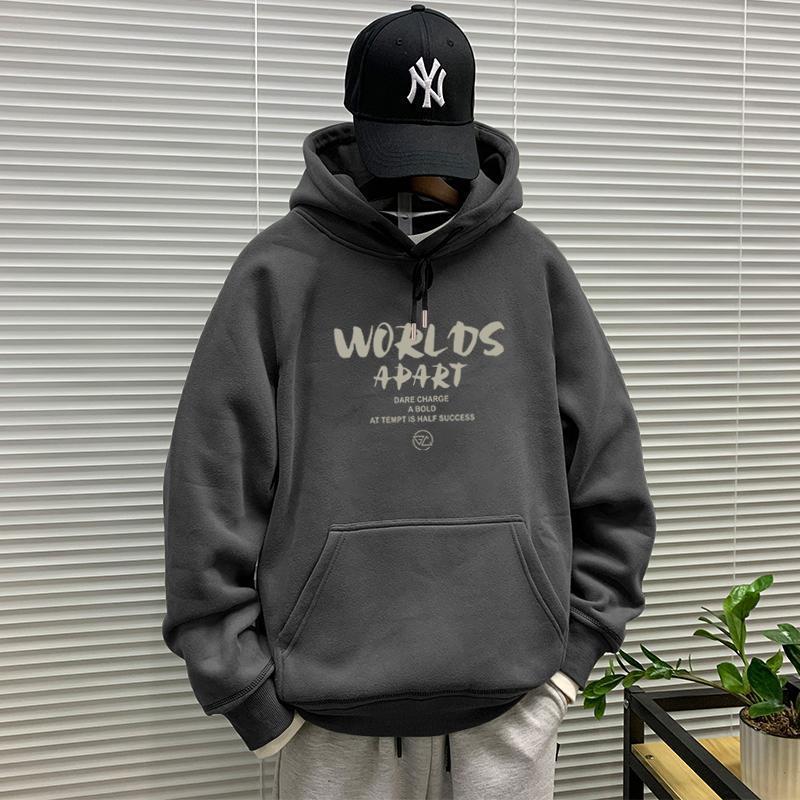 Korean Style Winter Hooded Sweatshirt for Boys: Thick, Versatile, Plus Velvet Pullover