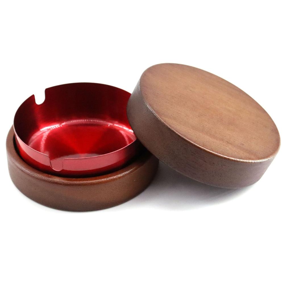 New Handmade Walnut Wood Anti-fly Ash Ashtray Portable with Cover Anti-slip Ash Tray for Home Heat Resistant Smoking Accessories