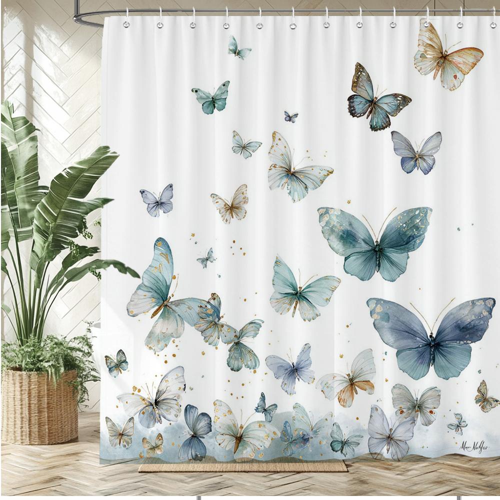 Beautiful Butterfly Style Style Shower Curtain Bath Curtain Flowers Printed Bathroom Curtains For Home Decoration Curtain