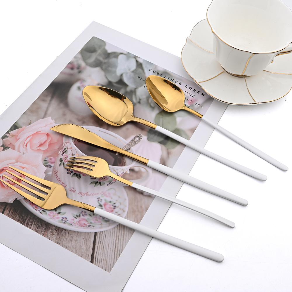 24Pcs Tableware Sets 18/10 Stainless Steel Cutlery Set Knife Fork Spoon Dinnerware Set Home Silverware Western Flatware Set