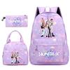 3 Stück/Set Niedlicher Kpop-Druckrucksack Handtasche Federmäppchen für Teenger Schüler Mädchen Junge Schultasche Kinder Schultasche Große Kapazität Reisetasche Geschenk Mochila