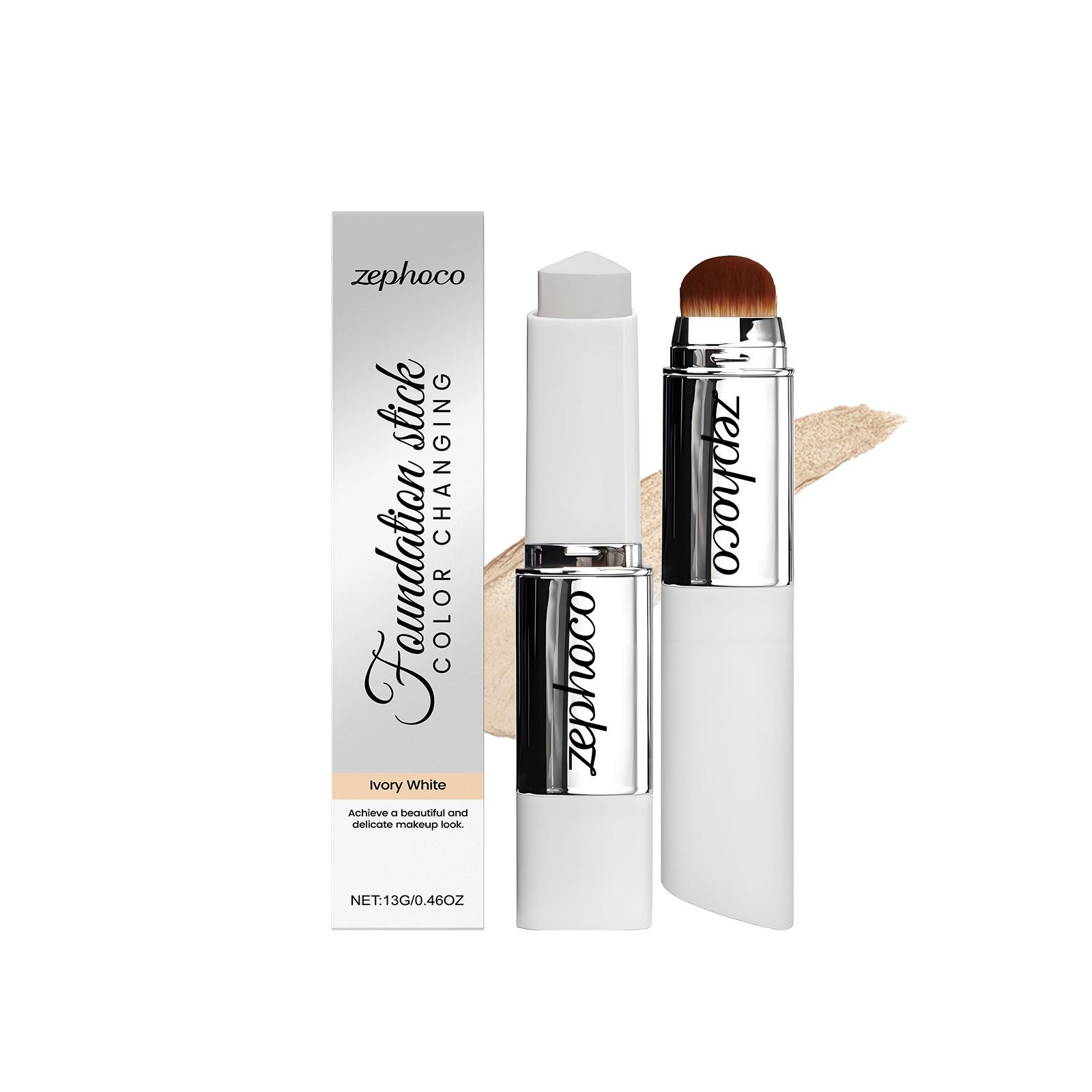 zephoco Ivory White Concealer Color-Changing Foundation Stick, Moisturizing and Delicate, Daily Hydration, Natural Matte Finish, Clear Makeup Effect