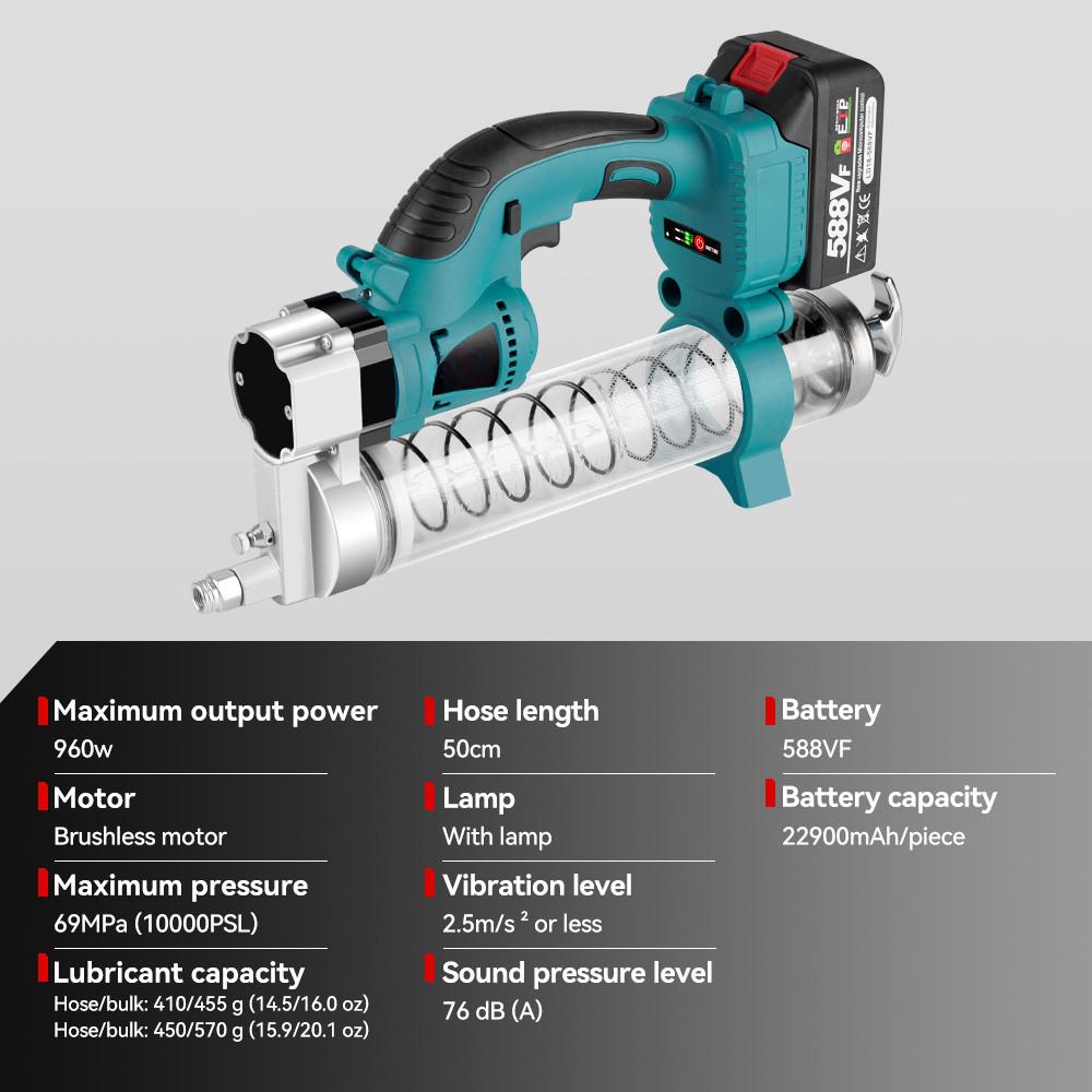 10000PSL Cordless Electric Grease Gun High Pressure Car Lubricating Oil Machine Car Maintenance Power Tool