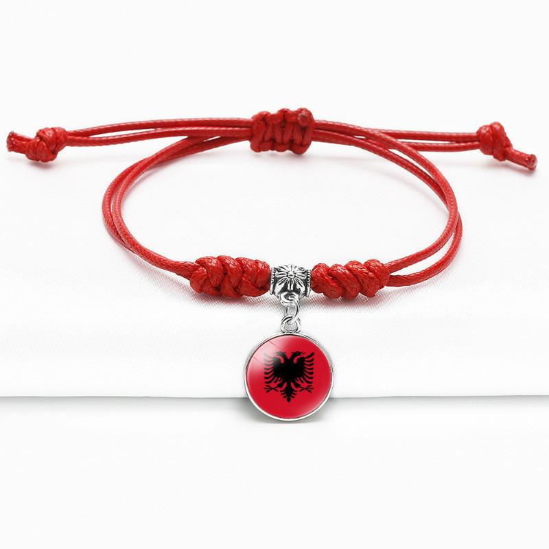 Red Bracelet Trendy With Timeless Gem European Country Flags Unisex Material Mixed