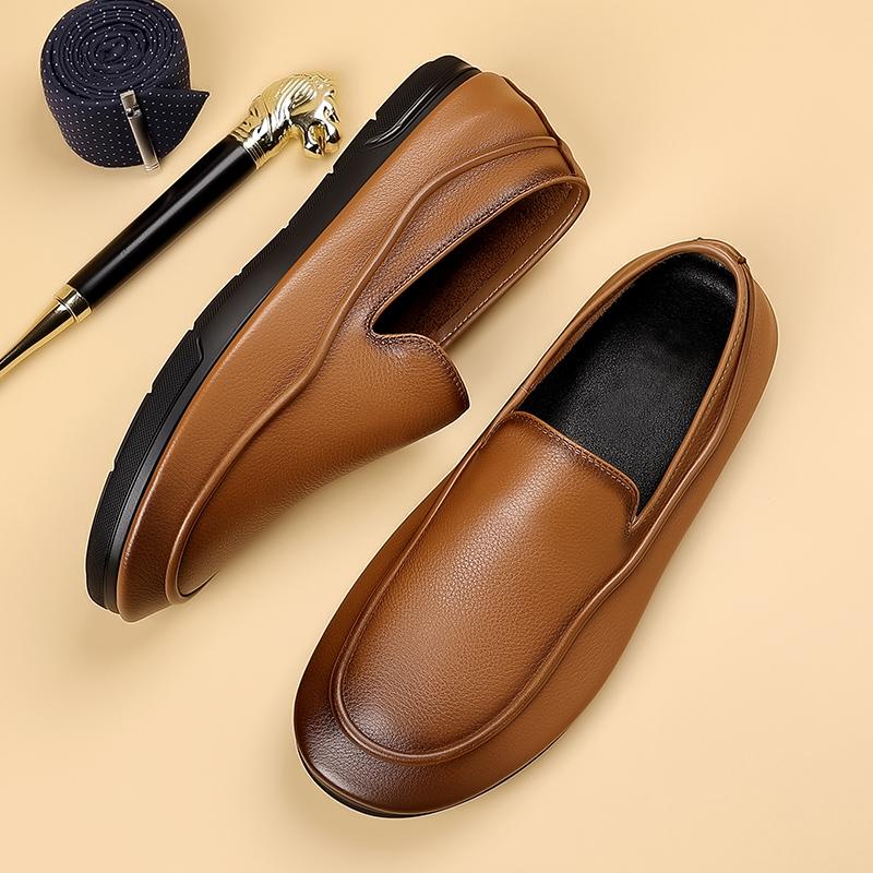 Fashion Genuine Leather Mens Casual Shoes Stylish Trendy  Loafers Moccasins Comfortable Male Driving Flats Simple Casual Slip On Shoes