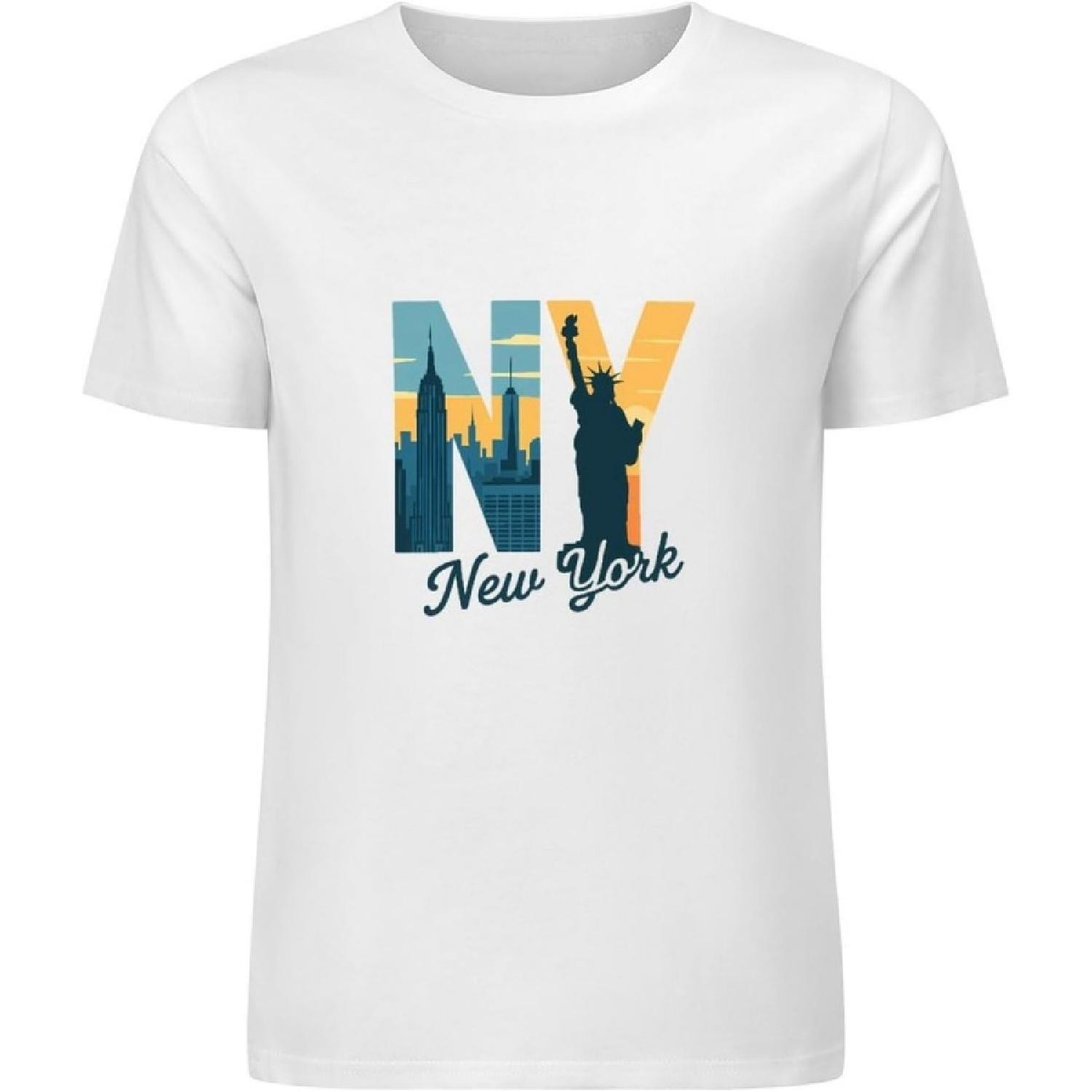 

Funny New York Skyline Silhouette Cotton Graphic Tee Short Sleeved T-Shirt Summer Casual XXXXXL білий
