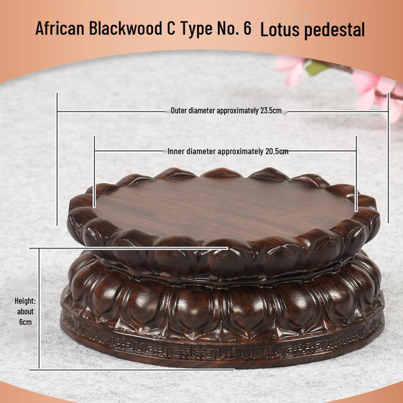 Ebenholz Guanyin Bodhisattva Lotus Sockel, Massivholz geschnitzter runder Opfertablettständer