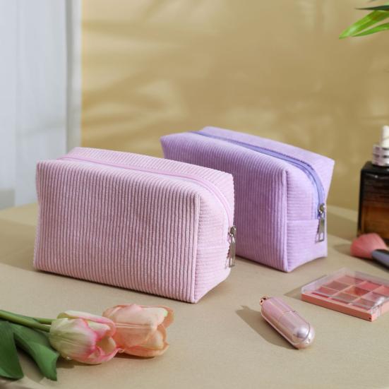 Cord Makeup Tasche Reise Toilettenartikel Organizer Clutch Tragbare Einfarbige Kosmetiktasche für Zuhause Täglichen Gebrauch Reise Urlaub