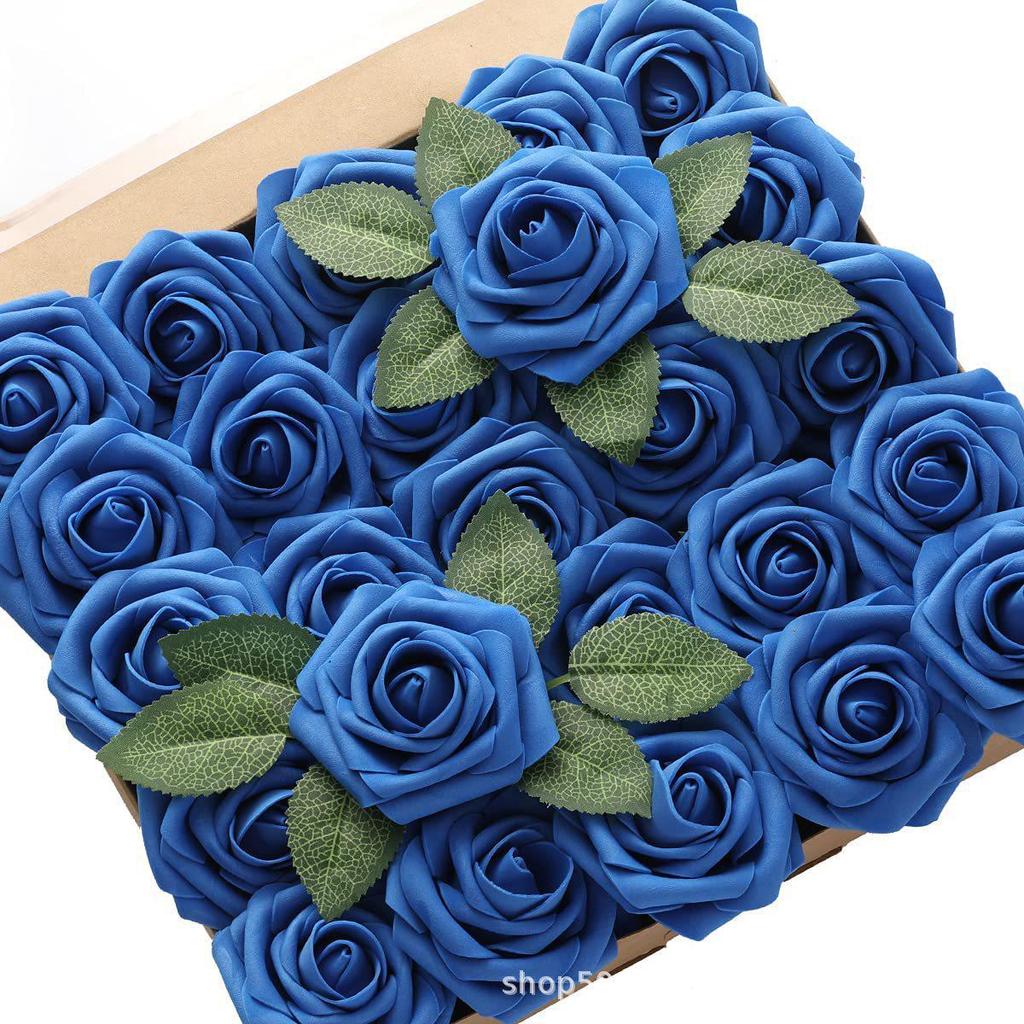 Hot Seller: 25-Piece PE Rose Flower Gift Box with 8cm Simulation Roses, Leaves, and Stems