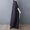 Dimanaf 2025 Women New Summer Plus Size Dress Loose Bohemian Printing Pocket Basic Casual Long Dress Oversized