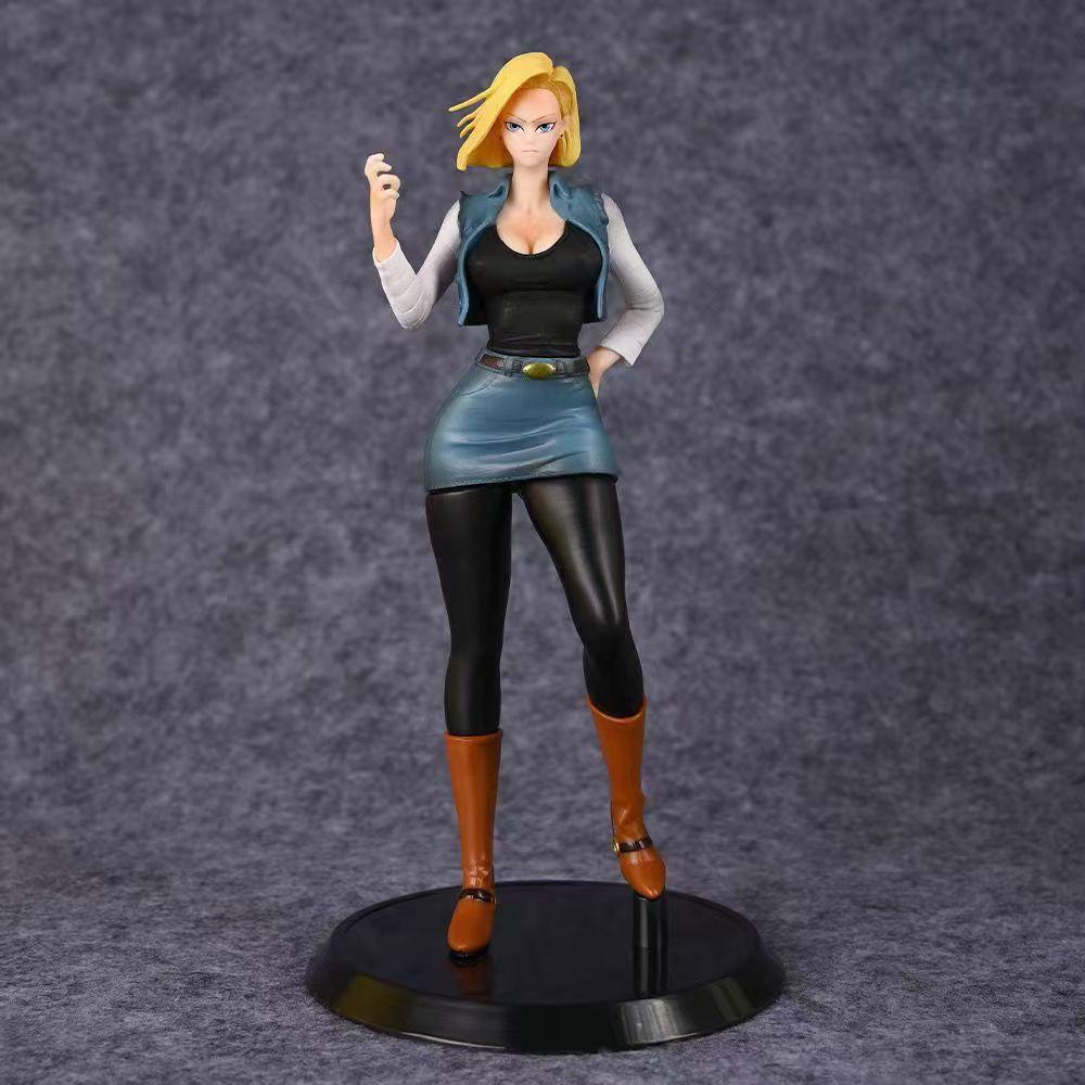 Dragon Ball Z Anime Figure 19cm Battle Android 18 Female Figure PVC Action Scene Standing Posture Collect Doll Statue Toy Gift