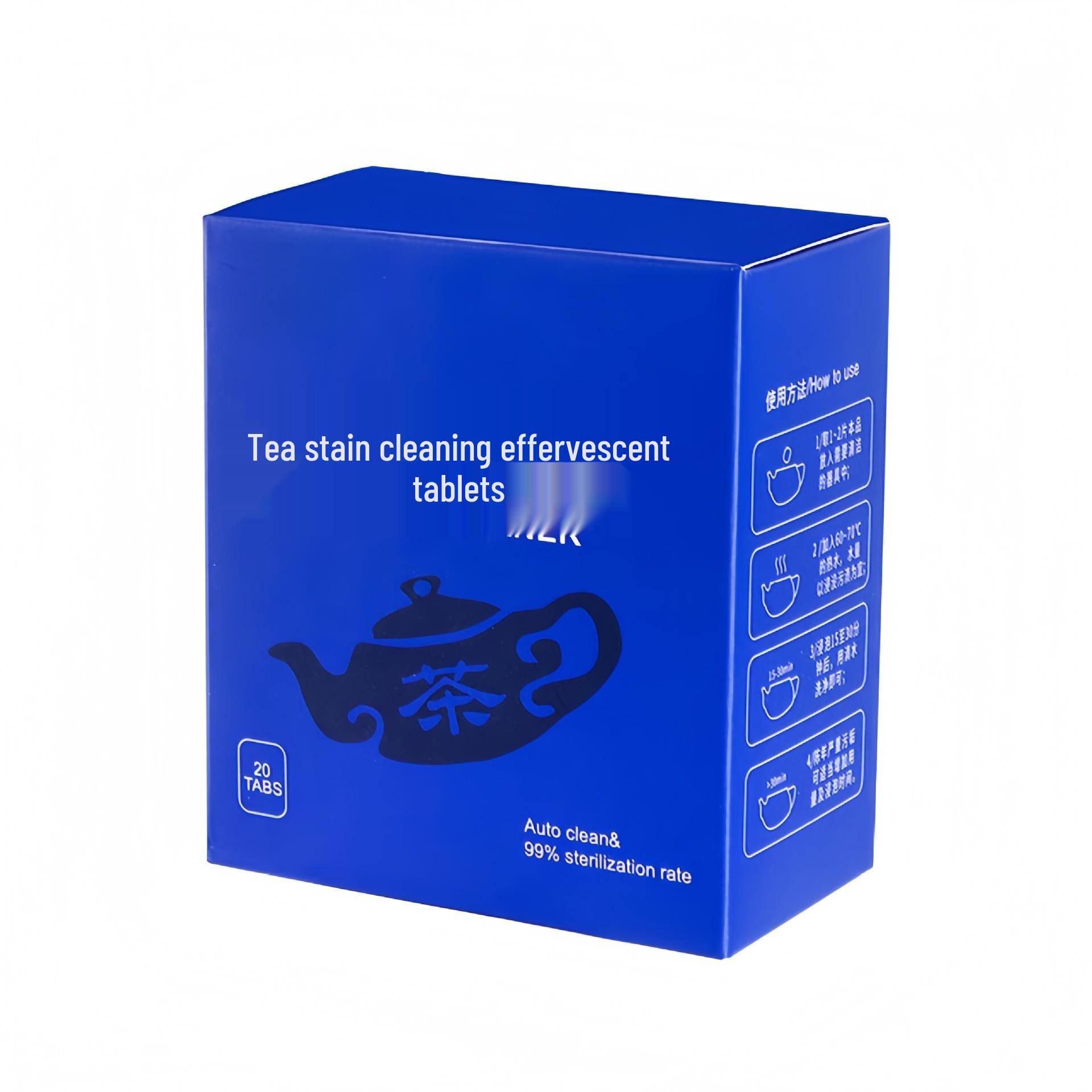 Effervescent Tea Scale Cleaning Tablets - Remove Stubborn Stains for Cups, Teapots & Tea Sets