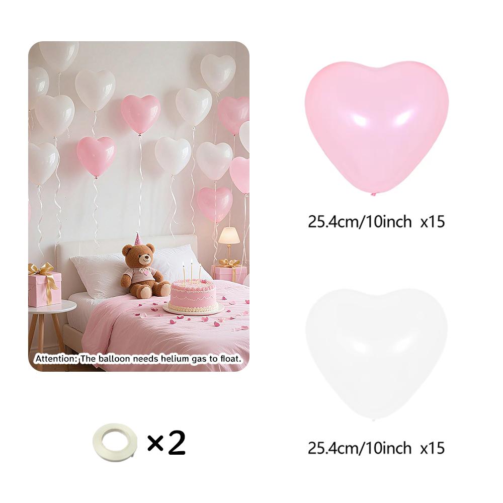 

30 шт. 10-дюймовых белых и розовых латексных шаров в форме сердца для Дня святого Валентина, дня рождения, годовщины свадьбы, тематической вечеринки Other