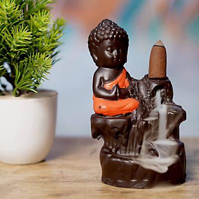ORANŽA BUDA ar 10 čiekuriem, polisveķu statuja B_3 dekoratīvā ekspozīcija - 8 cm  (Polisveķi, brūns, daudzkrāsains)