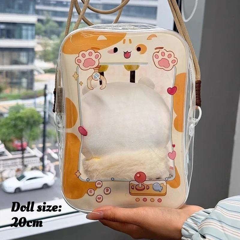 Original Animal Transparent PVC Doll Storage Bags for 13 20cm Plush Doll Kawaii Claw Machine Shaped Storage Bag with Lanyard New