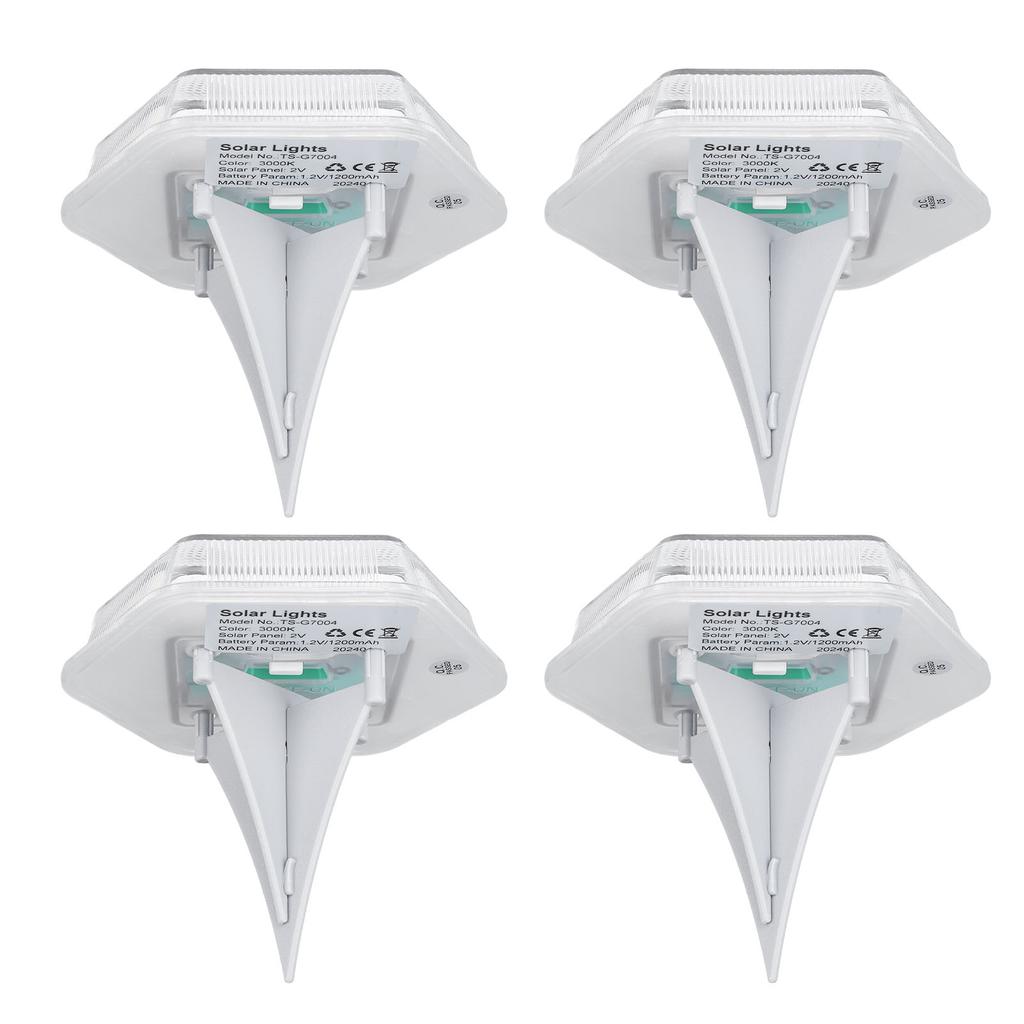 4Pcs Solar Ground Light IP65 Water Proof 3000K Warm White Step Light Landscaping Lighting for Pathwa
