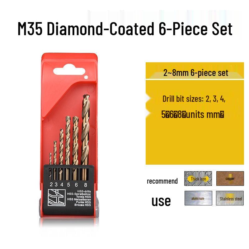 Cobalt-Enhanced Extended Length Twist Drill Bit Set - Super Hard Stainless Steel Alloy, 4.2mm.