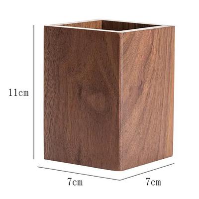 Vintage Wood Pen Holder Minimalist Large-Capacity Storage Pencil Box Portable Makeup Brush Holder Table Organizer Pot